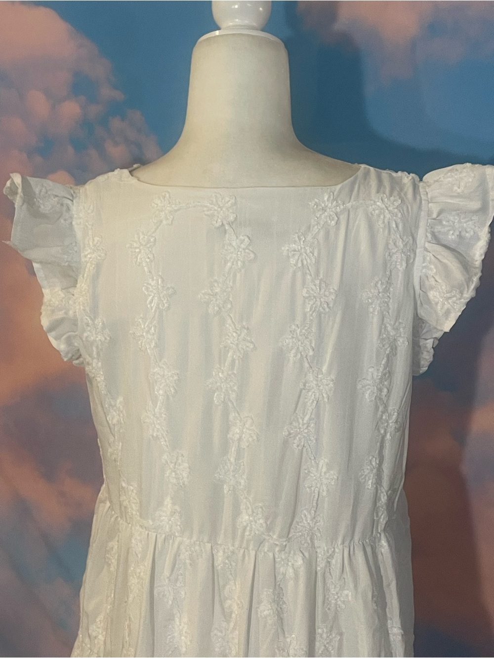 Sweet Baltic Born White Floral  Embroidered Button Front Sundress - Picture 6 of 14